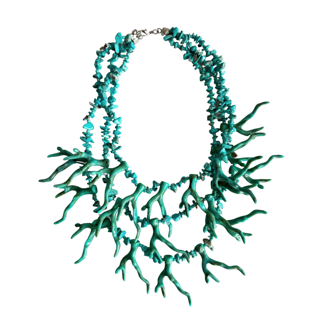 resin coral necklace - turq