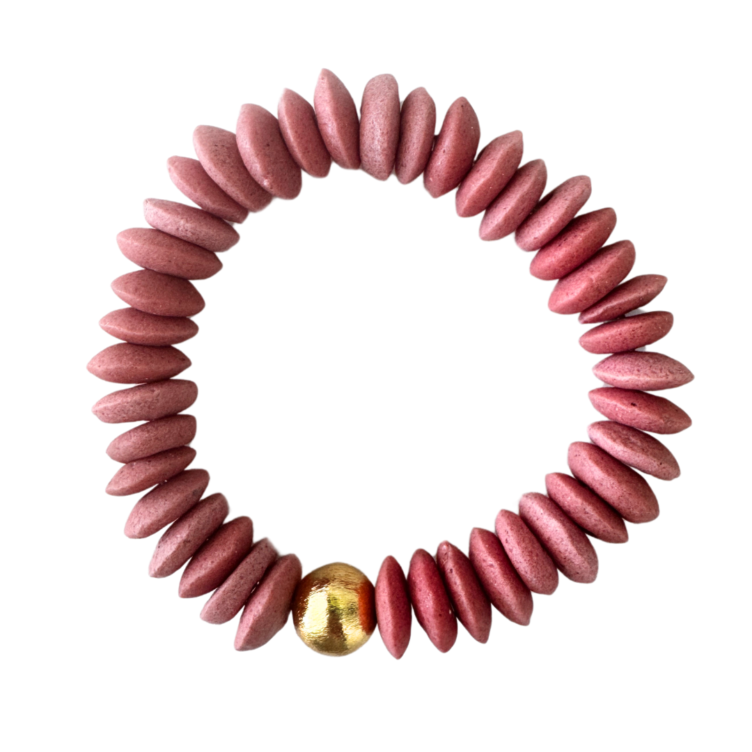 pink recycled glass bracelet