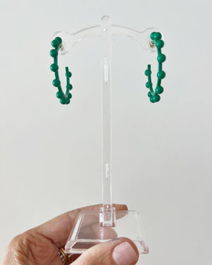green ball hoop earrings