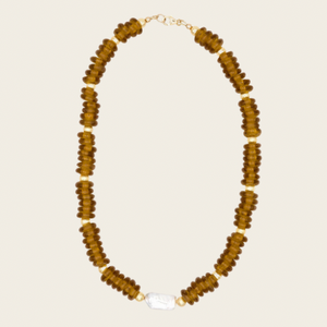 amber glass bead necklace