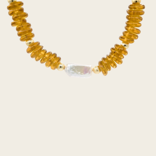amber glass bead necklace