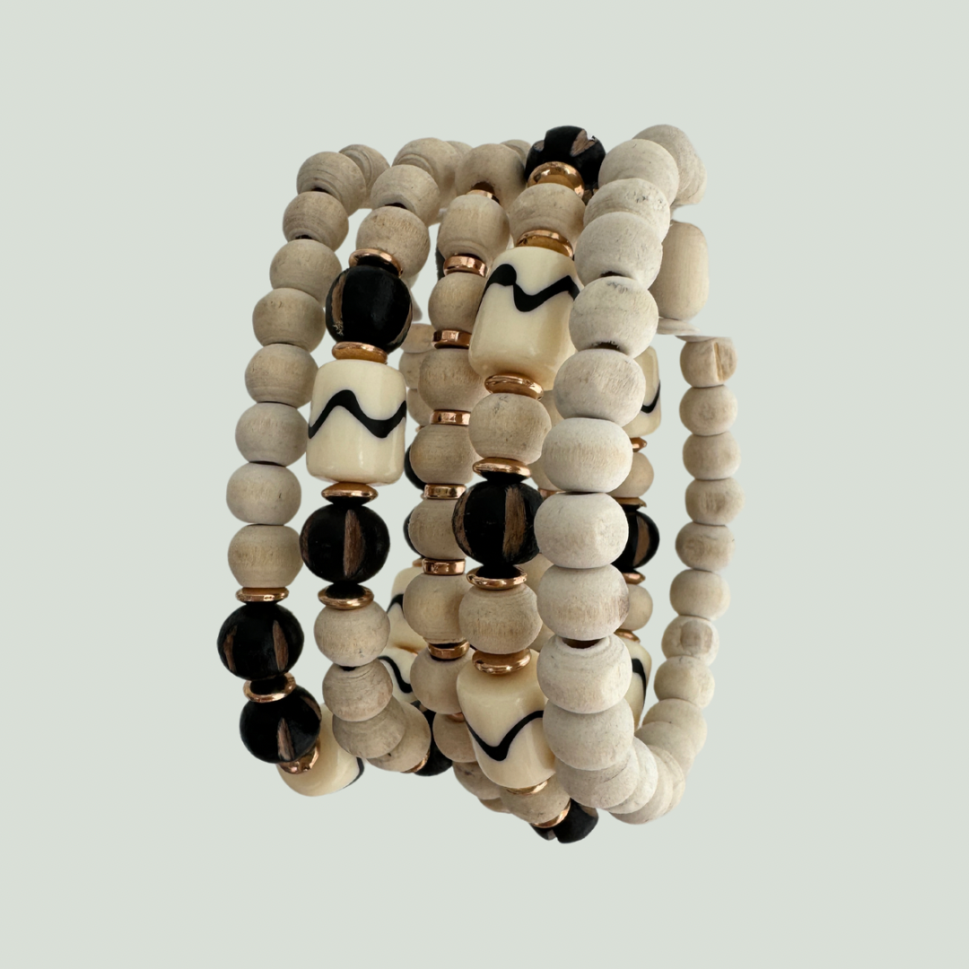 wooden beads stack of 5