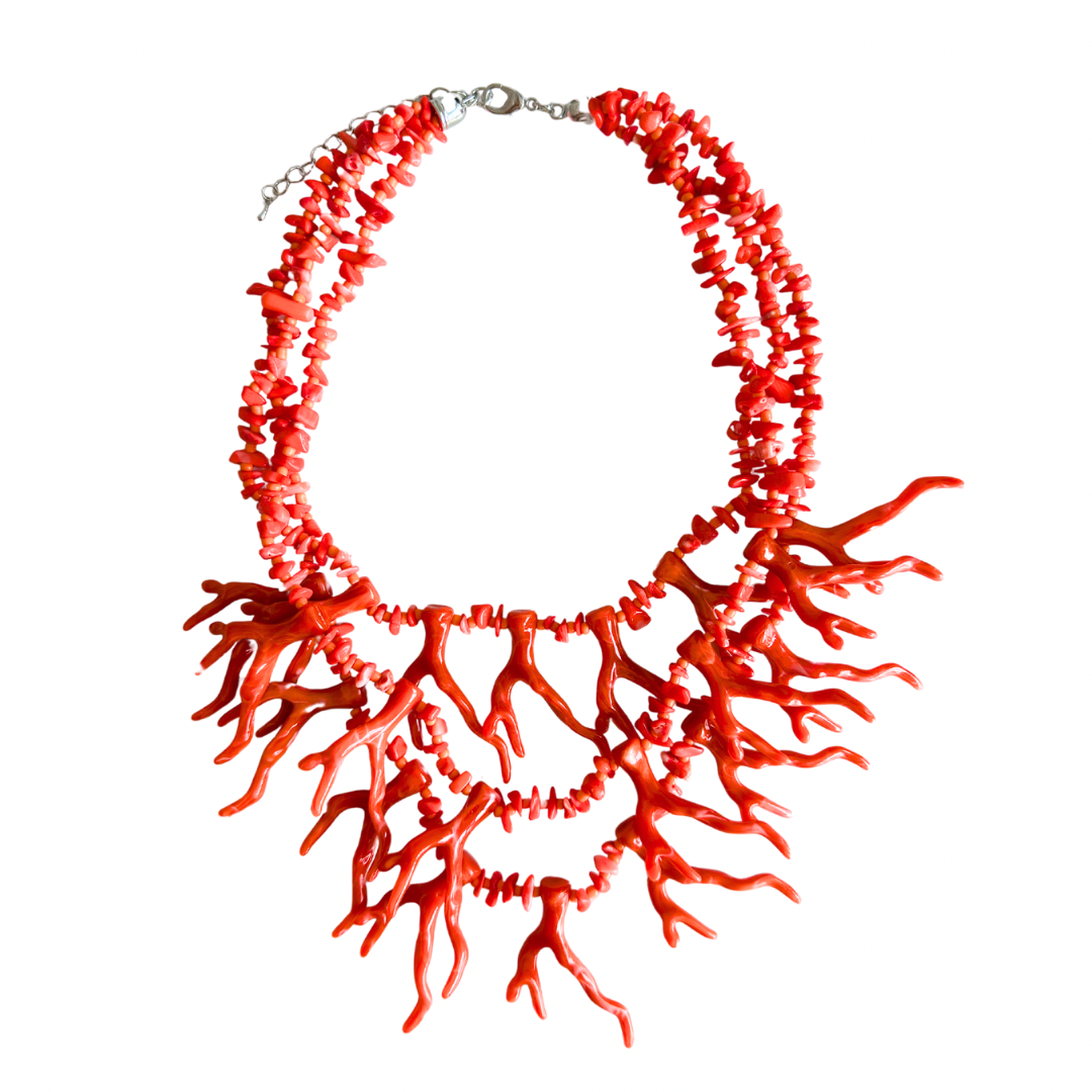 resin coral necklace - red