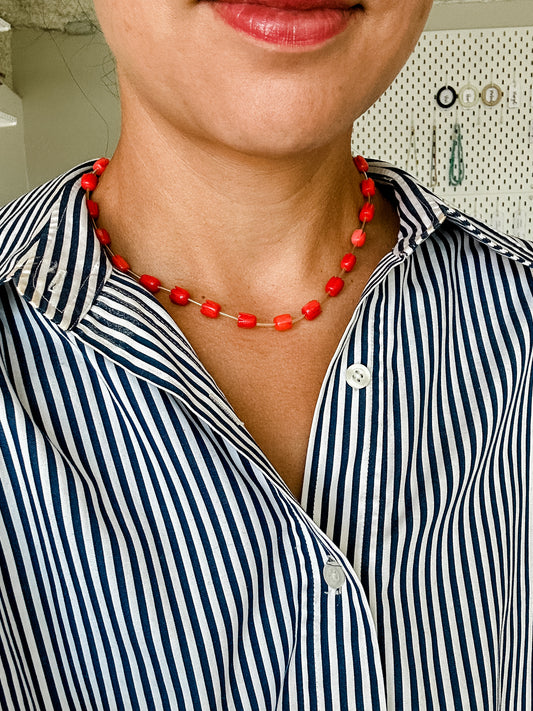 Tulip Red Coral Necklace
