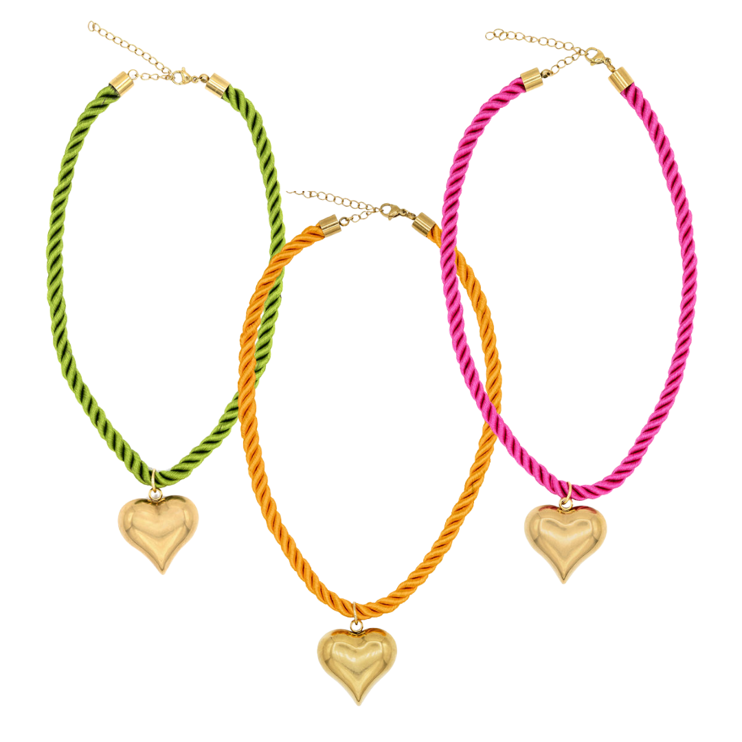 Brass Heart Cord Necklaces