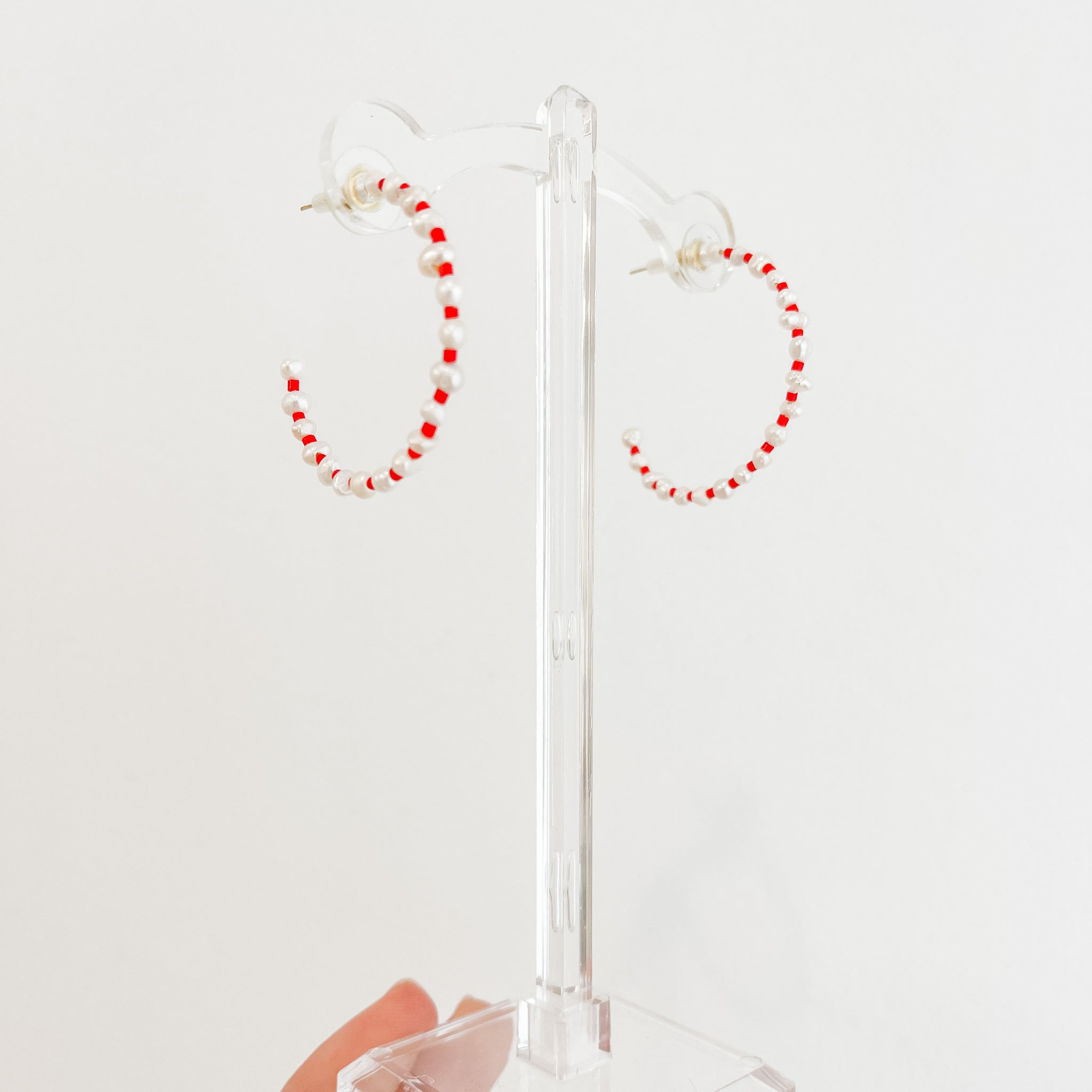 Mini Red Pearl Hoop